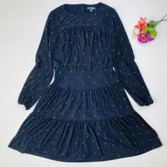 【良品】ラルフローレン ドット フレア ワンピース ネイビー