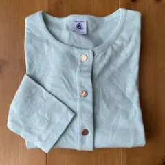 プチバトー 8ans リネン 麻混 カーディガン ミントグリーン