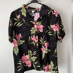 Two Palms アロハシャツ ブラック ピンク 花柄 Lサイズのサムネイル