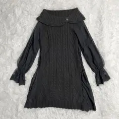 y2k 森ガール　アクシーズファム　レースアップ　切り替え　ニットワンピース　M