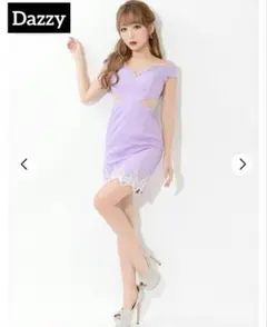 Dazzy パステルジャガードオフショルタイトミニドレス