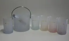 ガラス アイスペールとトングとグラス５個の７点セット