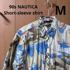 90s NAUTICA 総柄　半袖シャツ　アロハ　M ノーティカ　ビーチ柄のサムネイル