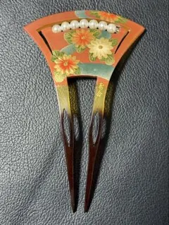 簪　かんざし　バチ型簪　寿舟　蒔絵調　菊花　髪飾り　着物　和装　小物