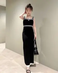 LILY BROWN × MARY QUANT ロゴジャガードニットワンピース