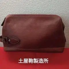 ブラウンレザー セカンドバッグ サイドハンドル付き