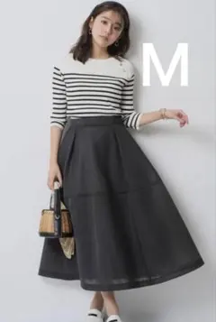 24AW ELENDEEKメッシュボンディングフレアードスカートブラック M
