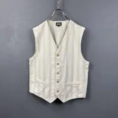 OLD UNIQLO オールド ユニクロ リネンベスト ストライプ 綿/麻 L