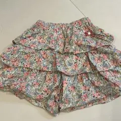 フラワープリント フリル付きハーフパンツ 120日本製