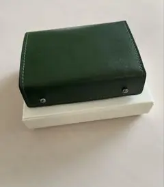 未使用品✨栃木レザー メンズ二つ折りミニ財布　グリーン