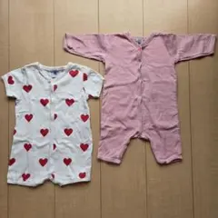 プチバトー PETIT BATEAU ハート プリント ショート ロンパース