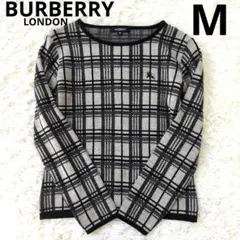バーバリーロンドン　長袖ニット　チェック柄　М　ホース刺繍