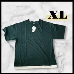 ⭐️新品⭐️ 《即購入OK》　メンズ　Tシャツ　綿100% XL 重ね着風　緑
