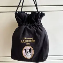 ラデュレ　LADUREE ブラック　キンチャクポーチ フレンチブルのサムネイル