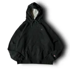 Championワンポイント刺繍ロゴスウェットパーカーCBOYソリッドブラックL