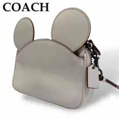 COACH ポーチ Disneyコラボ チャーム付 レザー ホワイト 白