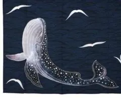 ★oka★レア柄★めずらしい絵羽柄浴衣.紺地クジラ波柄★夏きもの大人の浴衣 ☆oka様専用☆レア柄☆めずらしい絵羽柄浴衣.紺地クジラ波柄☆夏きもの
