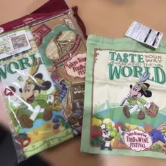 ディズニーシー　フードワインフェスティバル2025 ミニタオル　巾着