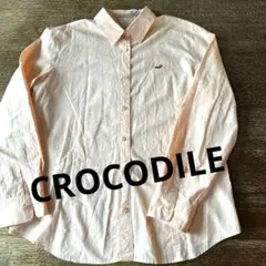 CROCODILE 長袖シャツ シャーベットオレンジ　コットン100% 無地　Lのサムネイル