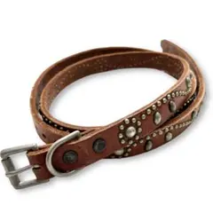 HTC スタッズベルト ナローベルト レザーベルト フラワー装飾