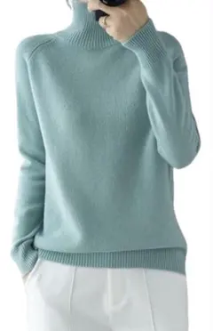 リブニット ニット レディース セータータートルネック 着痩せ 着回し力