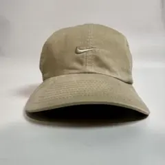 NIKE キャップ ベージュ スウッシュ 刺繍ロゴ 古着 00年代