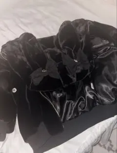 LIZLISA リボンうさみみファーブルゾン ブラック 黒