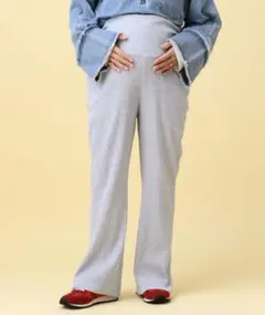 マタニティ　リブフレアパンツ