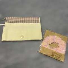 布製ブックカバー ベージュとピンクチェック