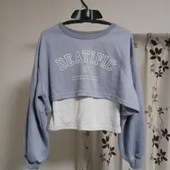 BEATIFIC クロップド長袖カットソー グレー