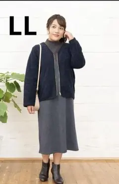 【美品】しまむら Hina ボアジャケット LL ネイビー