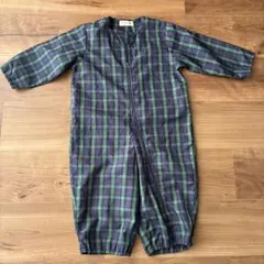 Perla Bachiaro 緑と青のチェックロンパース　プレイウェア 95cm