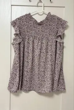 花柄フリル半袖シャツ