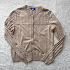 美品＊バーバリーブルーレーベル ケーブル編み フードカーディガン ラクーンファー バーバリー ブルーレーベル ケーブルニットロングカーディガン
