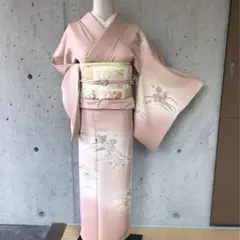 【刺繍】正絹　上質な 訪問着　雪輪に花柄　袷　パールトーン加工
