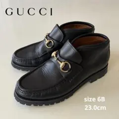 グッチ ホースビットチャッカブーツ レザー 黒 41 2/1E - メルカリ