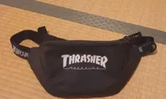 THRASHER ブラック ウエストバッグ
