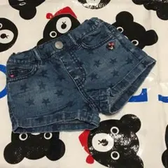 美品 ミキハウス ダブルＢ 星柄ショートパンツ デニム 90