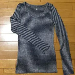 ビューティ&ユース ラメ入りボーダートップス