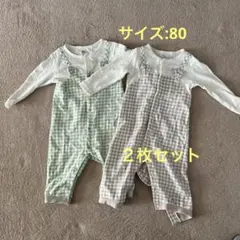 ロンパース 2点セット チェック柄　エルフィンドール