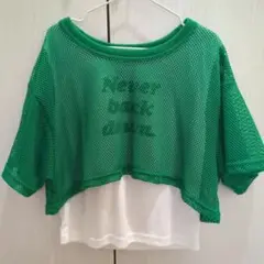 ☆美品☆メッシュ グリーン 半袖Tシャツ 140