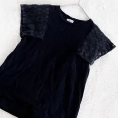 綠標放鬆 鏤空蕾絲襯衫 黑色 F