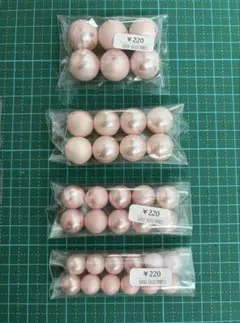韓国パールビーズ 手染めピンク ツヤ＆マット ハーフビーズ