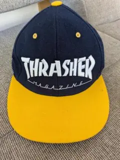タイムセール　THRASHER ネイビー イエロー スナップバックキャップ