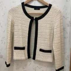 値下げしました！INED ノーカラージャケット アイボリー/ブラック9