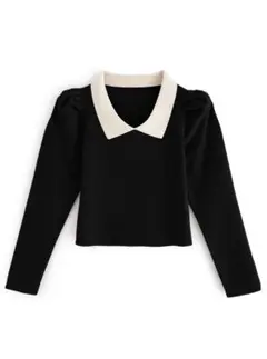 配色カラーパワーショルダーニットトップス[dr598]