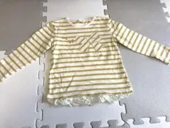 白と黄色のストライプ 長袖カットソー