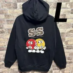 ブラック パーカー Lサイズ プリントスウェット hoodie
