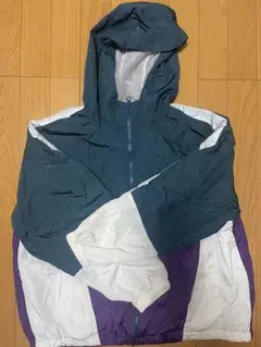 ナイロン フード付き ジャケット 緑 白 紫