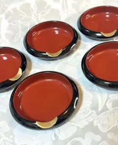 箸置き兼珍味入れ 小皿 」の5個セット 黒内朱 漆器・木製